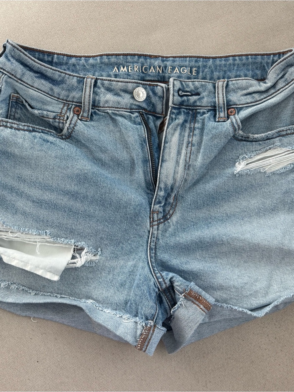 American Eagle Outfitters Light Blue Distressed Denim Shorts